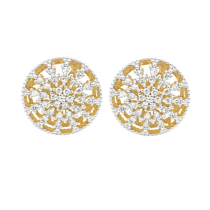 18k yellow gold and diamond design stud earrings