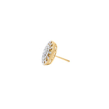 18k yellow gold and diamond design stud earrings side view