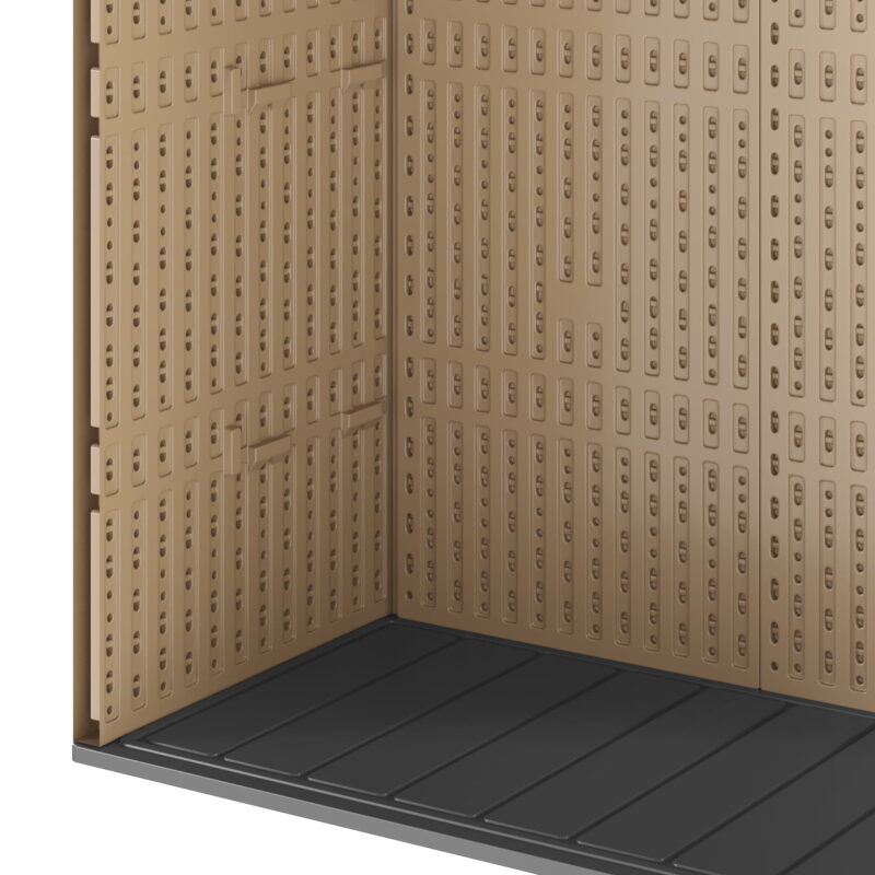 Uforic Outdoor Storage Shed, Vertical Lockable Tool Storage Resin Shed for Garden, Garage, Patio, No Shelves Included, Brown - Image 5