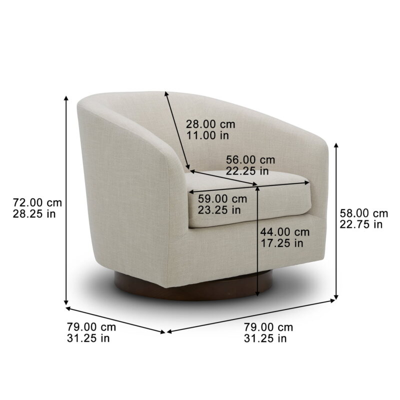 Better Homes & Gardens Bradford Wooden Base Modern Swivel Accent Chair, Linen - Image 2