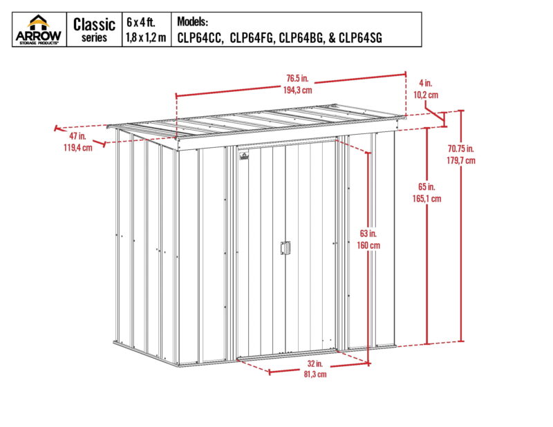 Arrow, 6x4, Blue Storage Shed - Image 5