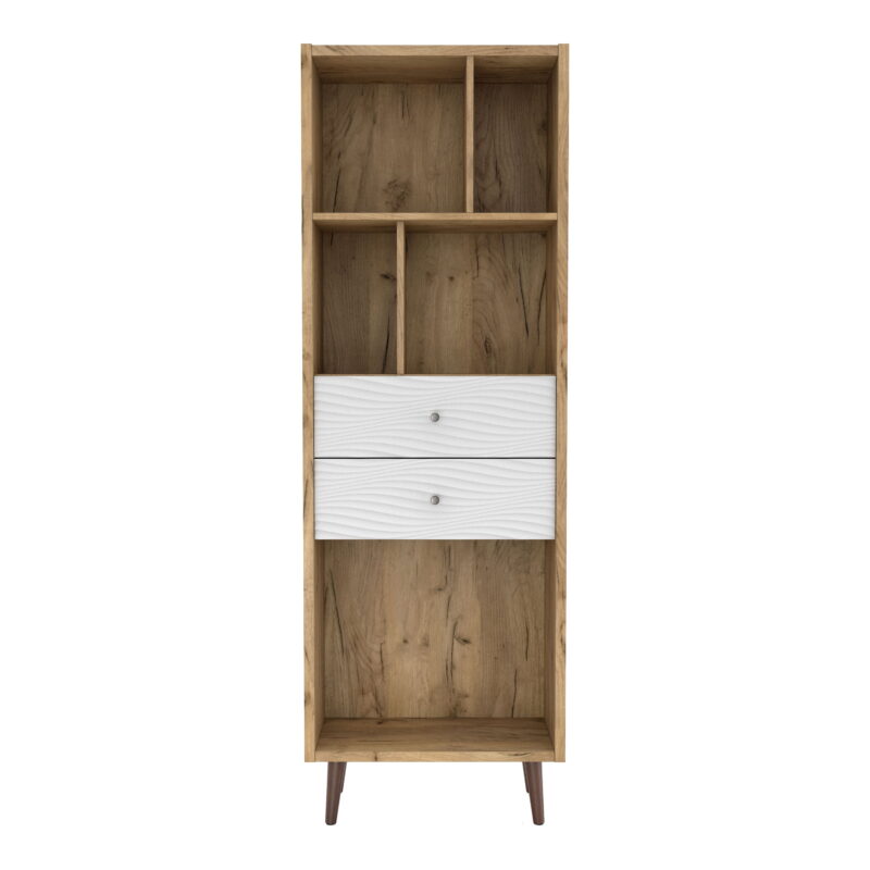 Furniture of America Nye Mid-Century Modern 5-Shelf Standard Bookcase with Light Oak - Image 2
