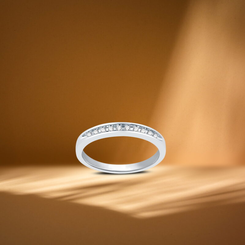 Forever Bride Women's 1/10 CTTW Round Diamond Channel-Set Stackable Wedding Band in Sterling Silver - Image 4
