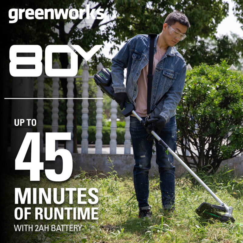Greenworks 80V 16" Brushless Attachment Capable String Trimmer with 2.0 Ah Battery & Charger 2101102 - Image 6