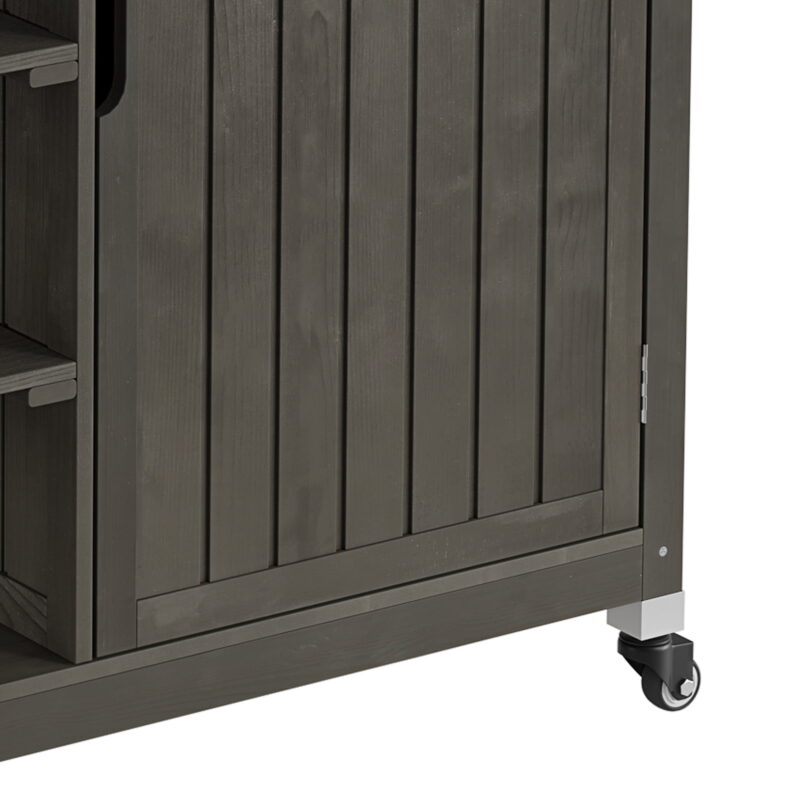 Dextrus Grill Carts Outdoor With Storage Cabinet and Wheels, Solid Wood Kitchen Island,Bar Cart - Image 2