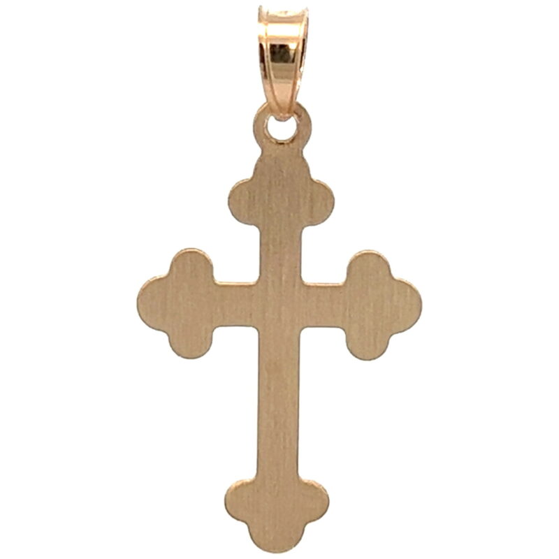Brilliance Fine Jewelry 14 KT Yellow Gold Fleur De Lis Diamond Accent Cross Total Diamond Weight .01 Carat - Image 4
