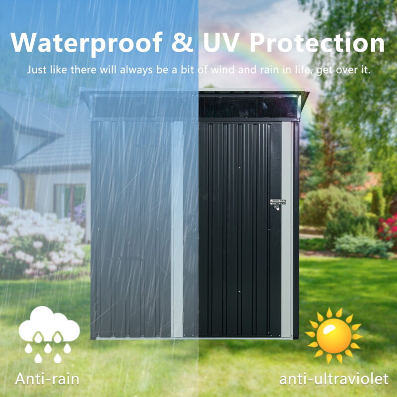 Outdoor Storage Sheds with Door 5FTx3FT Pent Roof Metal Garden Tool Storage for Backyard - Image 3