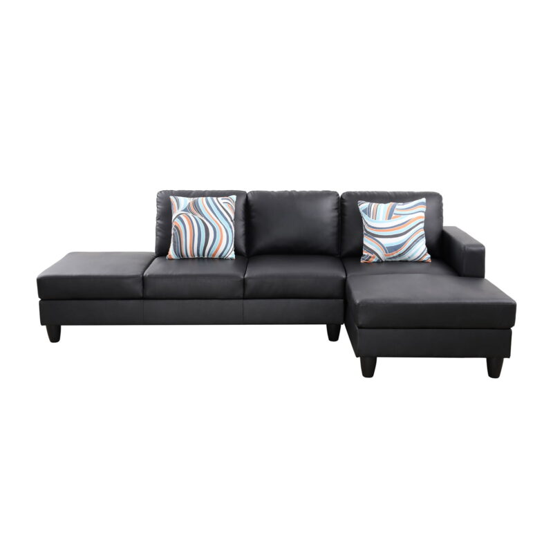 Hommoo L-Shaped Sectional Couch, Living Room Furniture Suitable for Small Space,Black(No Ottoman) - Image 2