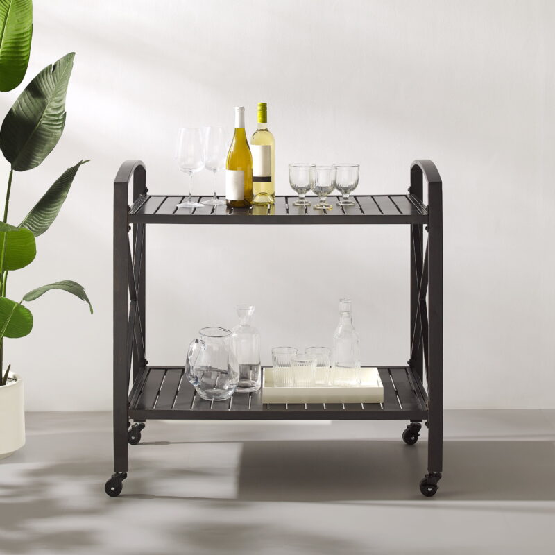 Kaplan Outdoor Metal Bar Cart Oil Rubbed Bronze - Image 6