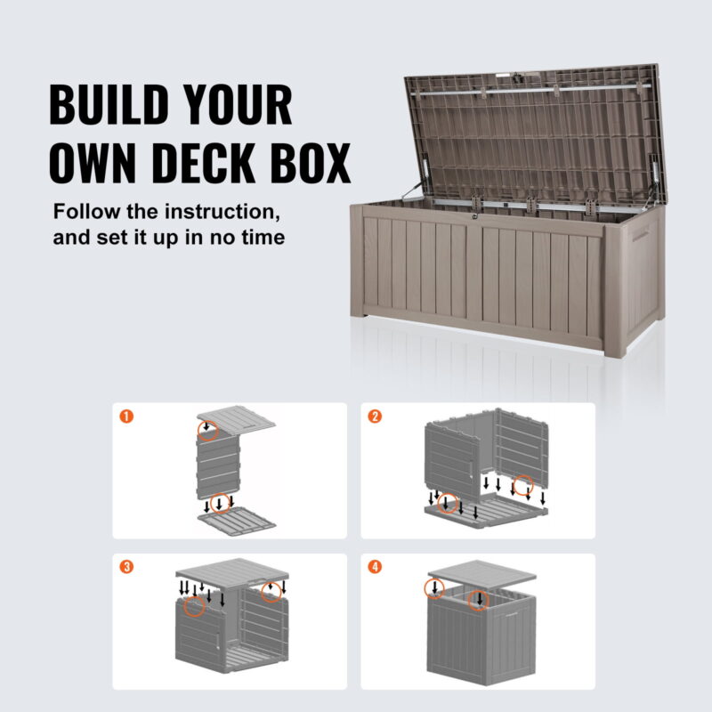 BENTISM Outdoor 120 Gallon Deck Box, Grey - Image 6