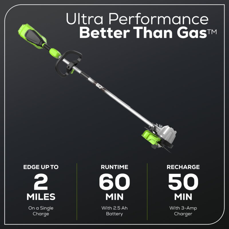Greenworks 60V 8" Edger with (1) 2.5Ah Battery & Charger 2703302 - Image 4