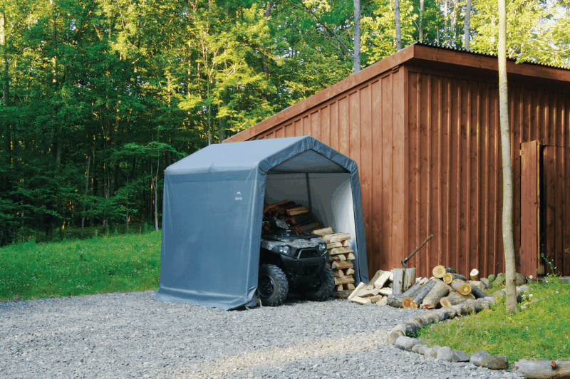 ShelterLogic Durable Waterproof Steel Peak Style Storage Shed 8 x 8 x 8, Grey - Image 2