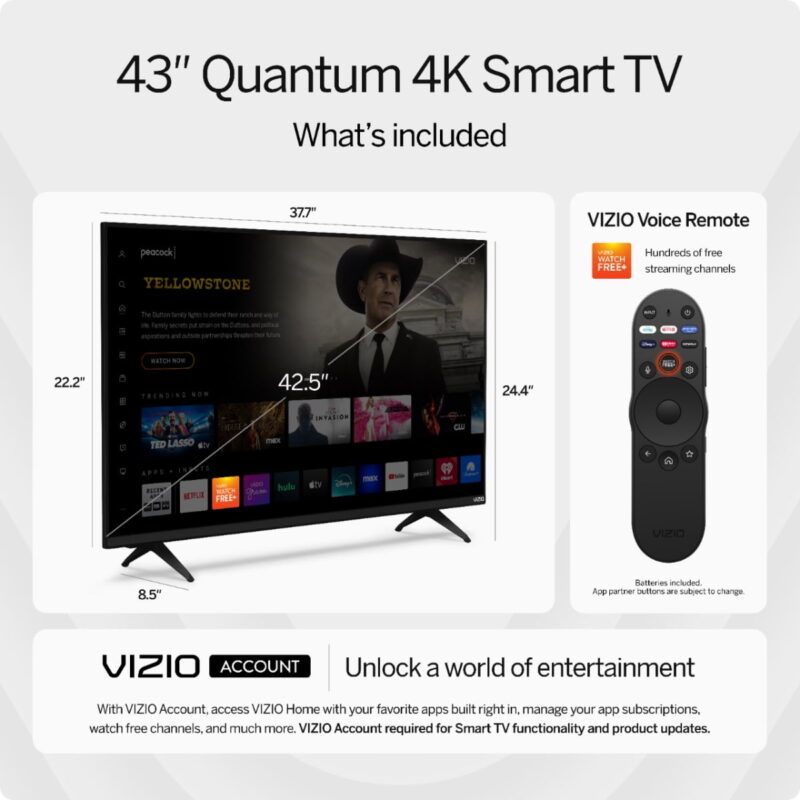 VIZIO 43" Class Quantum 4K QLED HDR Smart TV (VQD43M-08) - Image 4