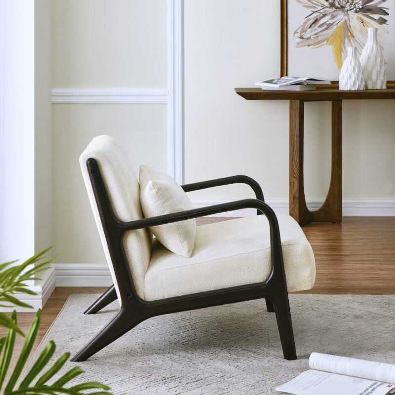 Roundhill Furniture Eterna Mid-Century Accent Chair with Pillow - Image 2