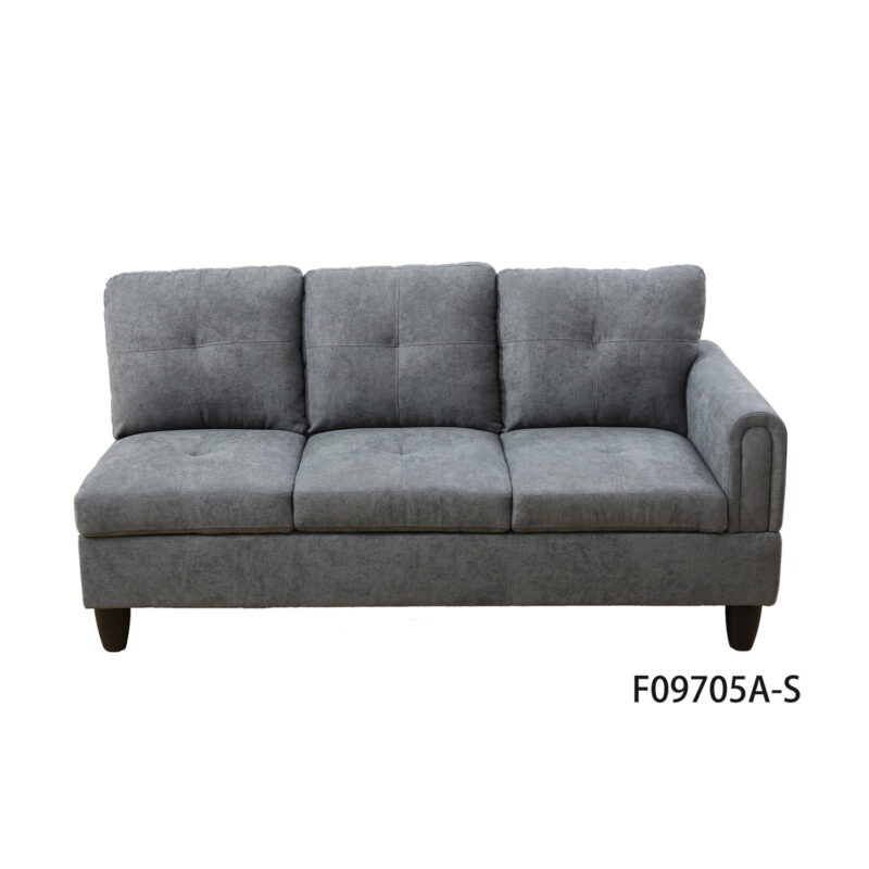 Hommoo Flannel Sectional Sofa Model Set, Modern 4-Seat Couches and Sofaes, L-Shaped Living Room Furniture Set, Dark Grey(No Ottomans) - Image 2