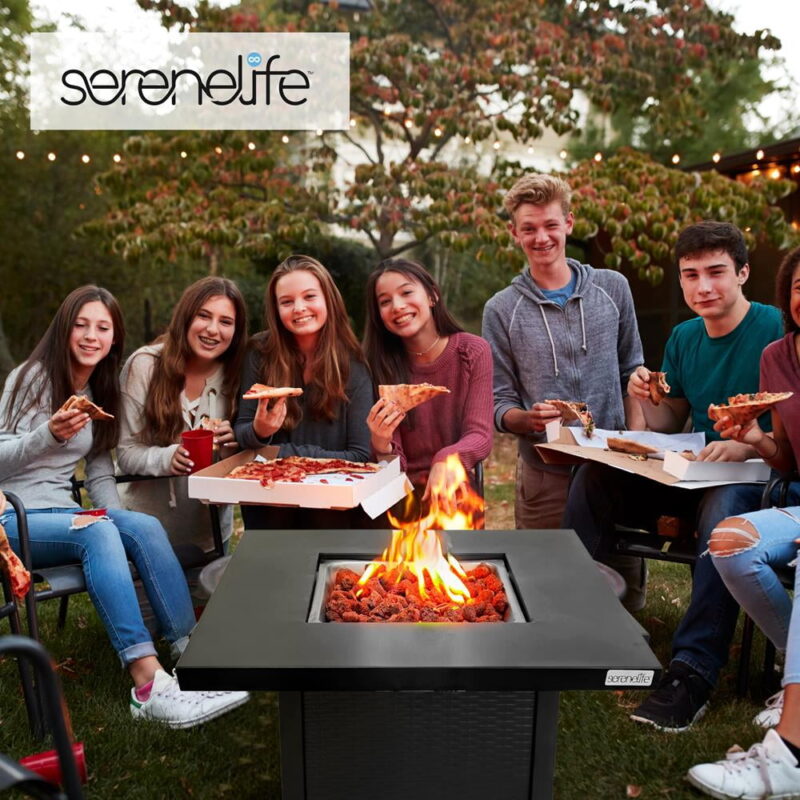 SereneLife 40,000 BTU Propane Gas Ignition Patio Fire Pit Table w/ Cover - Image 6