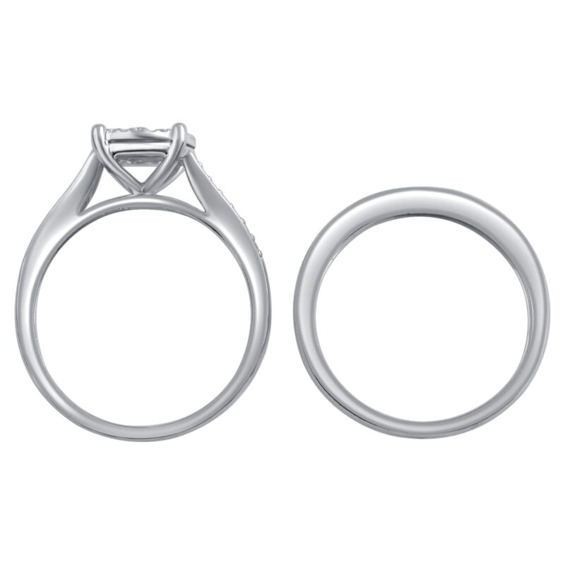 Forever Bride 1/3 Carat T.W. Diamond Sterling Silver Composite Bridal Set - Image 3