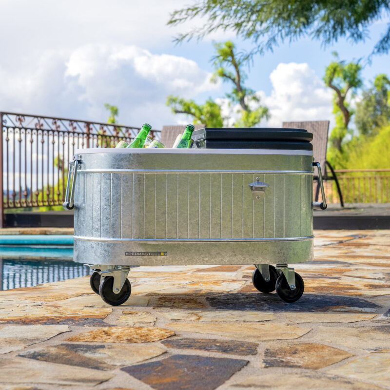 Permasteel 80-Qt Galvanized Steel Rolling Cooler with Wheels - Image 2