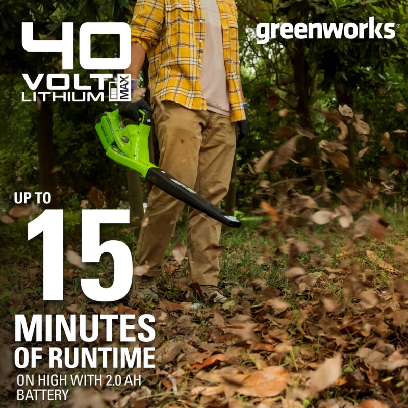 Greenworks 40V 135 CFM Leaf Blower/Sweeper with 2.0 Ah Battery, 24252 - Image 7