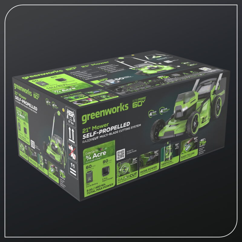 Greenworks 60V 21" Self Propelled Lawn Mower with (1) 8.0 Ah Battery & Rapid Charger 2546402 - Image 5