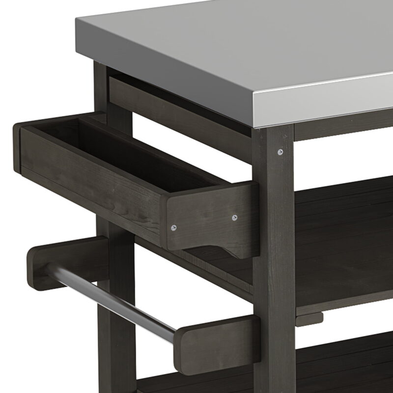 Dextrus Grill Carts Outdoor With Storage Cabinet and Wheels, Solid Wood Kitchen Island,Bar Cart - Image 3