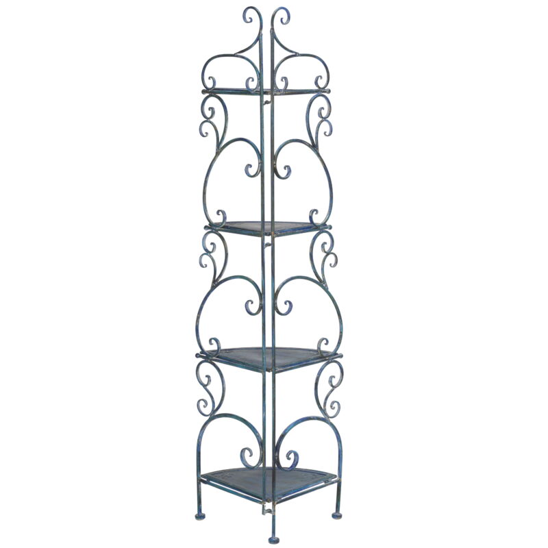 SAFAVIEH Turuca Outdoor Patio 4 Tier Corner Shelf Unit, Mossy Blue - Image 7