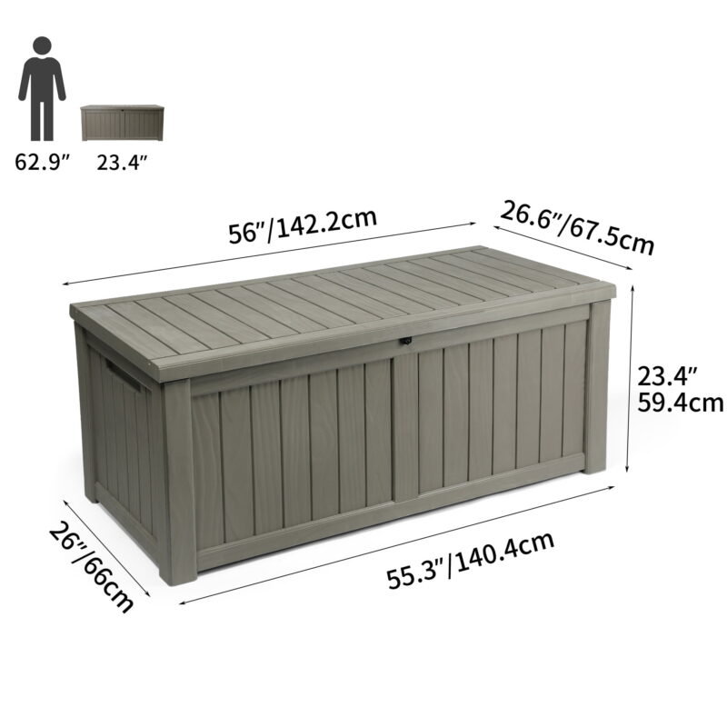Dextrus 120 Gallon Outdoor Weatherproof Resin Deck Box for Cushions & Pool Accessories - Image 5