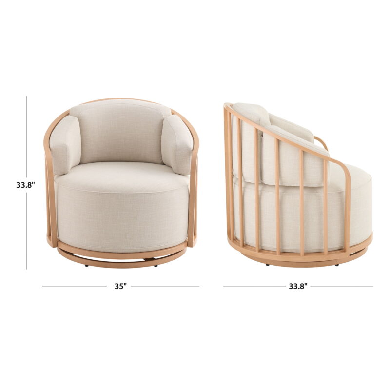 Better Homes & Gardens Lillian Swivel Birdcage Accent Chair, Cream Linen - Image 5