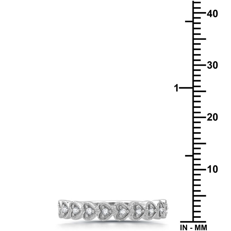 Forever Bride 1/10 CTTW Round Diamond Heart-Shaped Stackable Ring for Women - 925 Sterling Silver - Image 2
