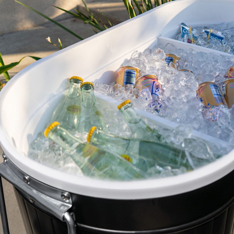 Permasteel 120-QT Outdoor Portable Patio Cooler Ice Chest with 2 Drink Dividers, Swivel Caster Wheels, Heavy-Duty Handles, Black - Image 3