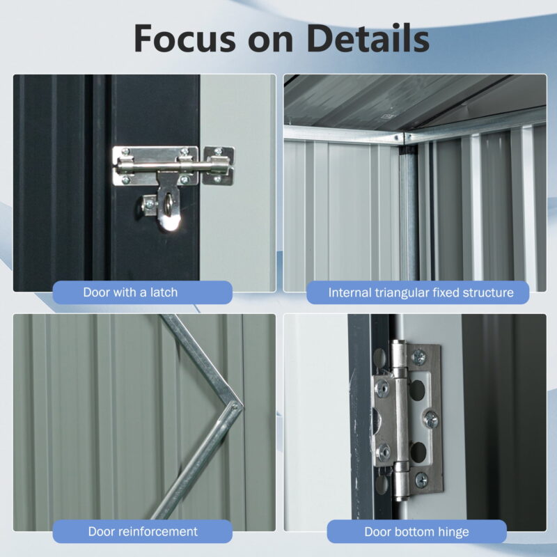Outdoor Storage Sheds with Door 5FTx3FT Pent Roof Metal Garden Tool Storage for Backyard - Image 5