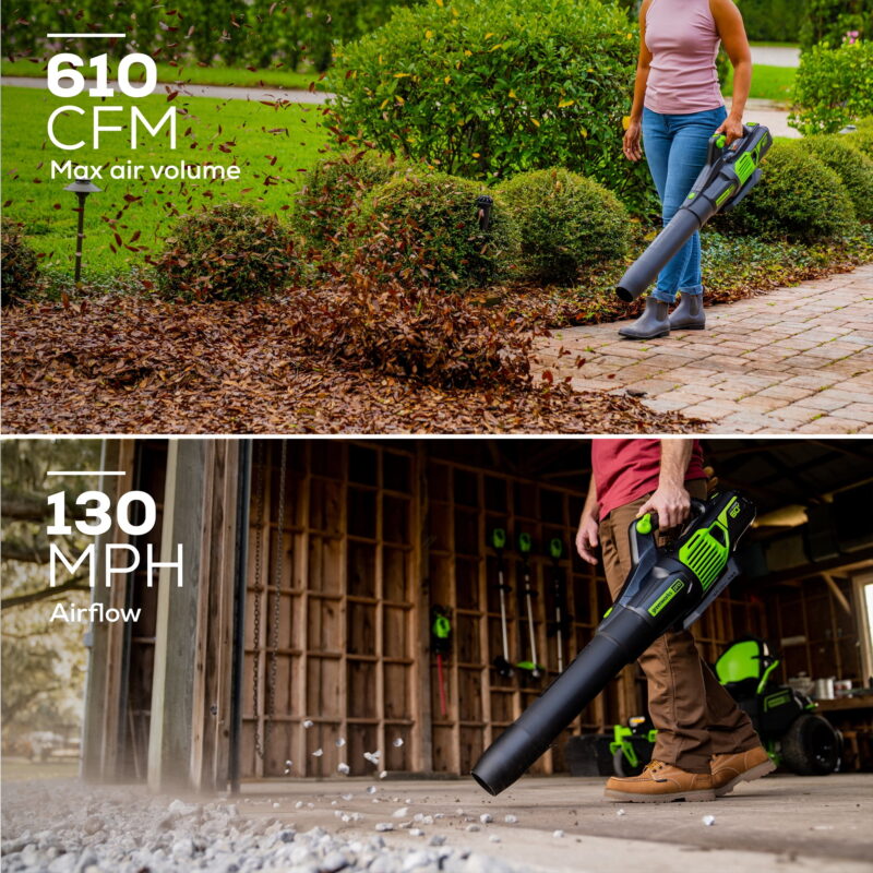 Greenworks 60V 610 CFM Cordless Brushless Leaf Blower with 2.5Ah Battery & Rapid Charger 2419402 - Image 4