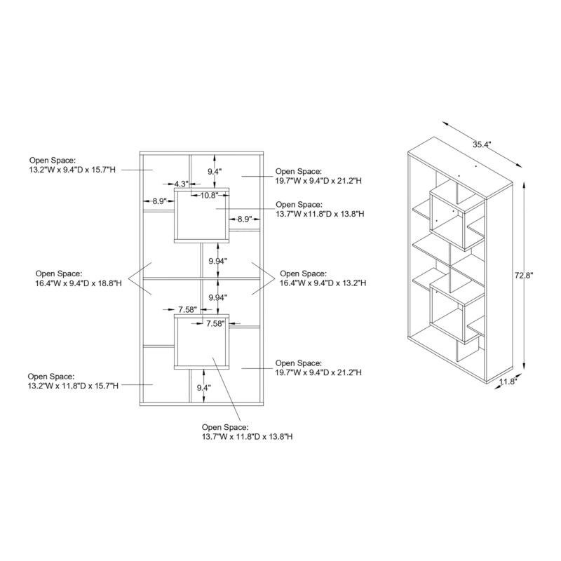 Furniture of America Darcy Modern 14-Shelf Geometric Bookcase, White - Image 7