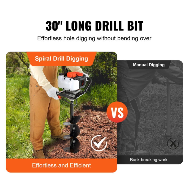 KFFKFF Post Hole Digger 43cc Gas Powered Earth Digger - Image 2