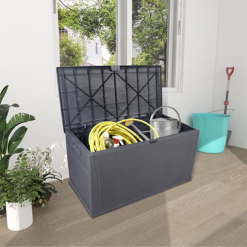460L Outdoor Garden Plastic Storage Deck Box , Lockable, Waterproof, Dual Function Seat,Gray - Image 6