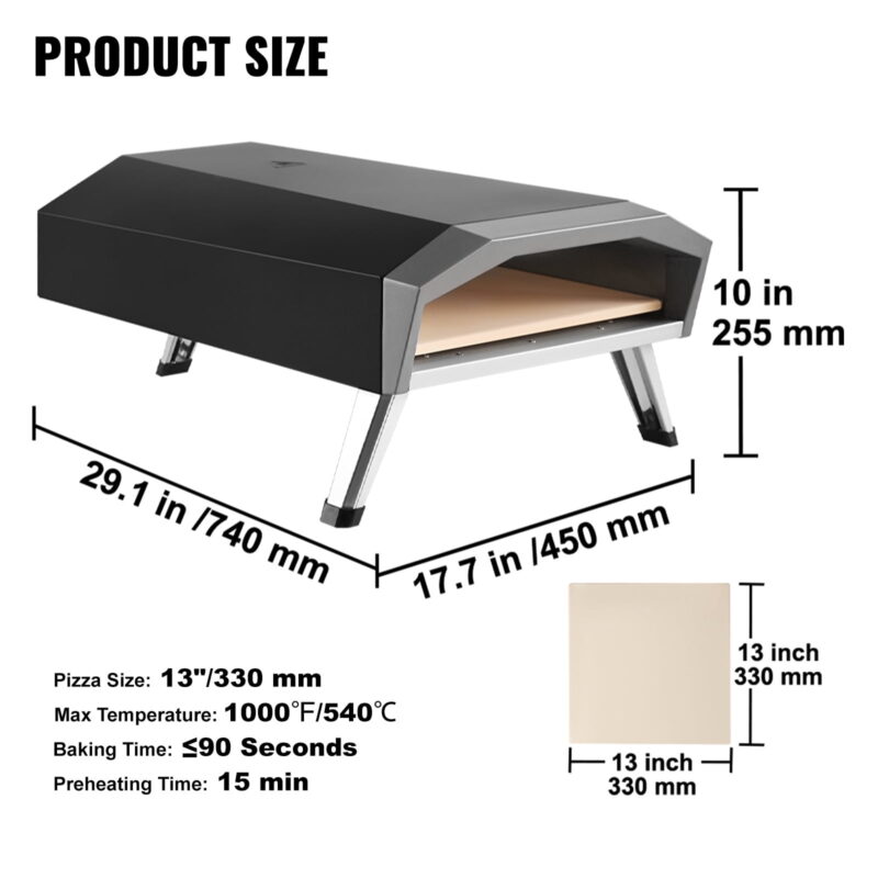 KFFKFF 13" Portable Outdoor Pizza Oven Gas Pizza Oven Stainless Steel Foldable - Image 7