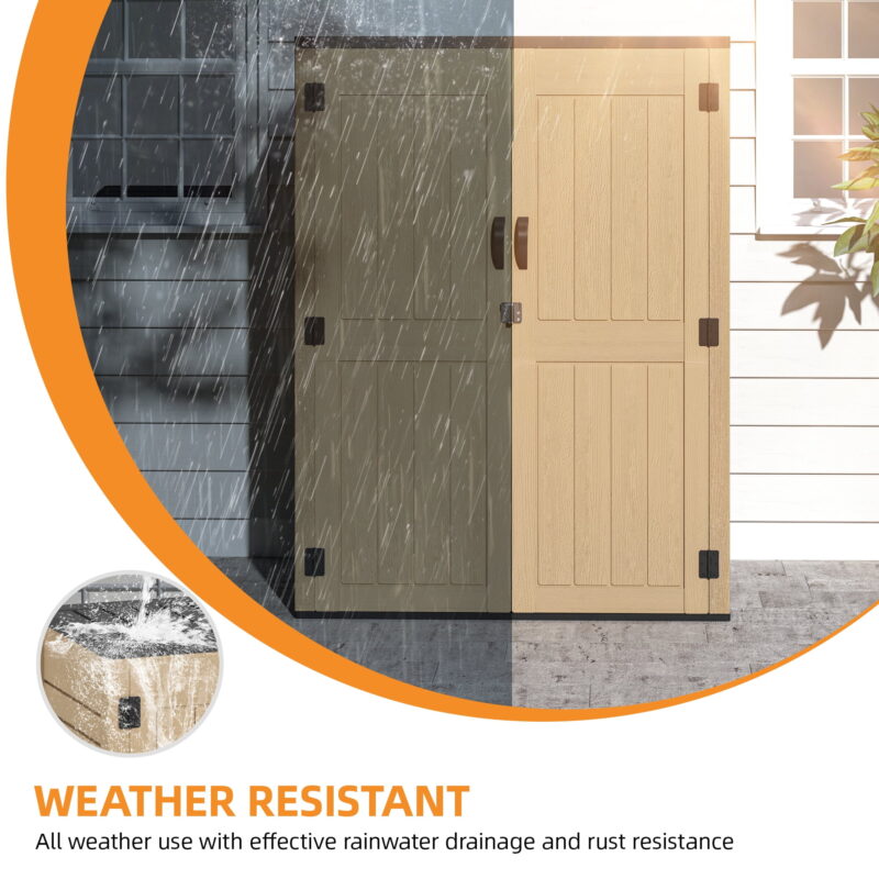 Uforic Outdoor Storage Shed, Vertical Lockable Tool Storage Resin Shed for Garden, Garage, Patio, No Shelves Included, Brown - Image 2