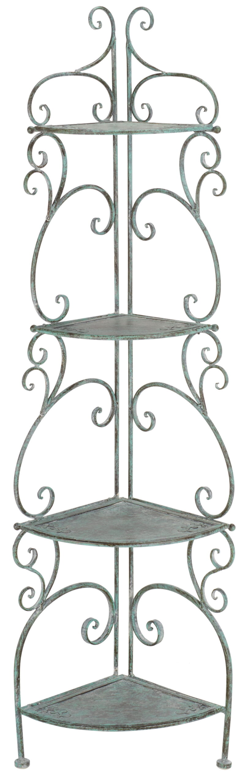 SAFAVIEH Turuca Outdoor Patio 4 Tier Corner Shelf Unit, Antique Green - Image 2