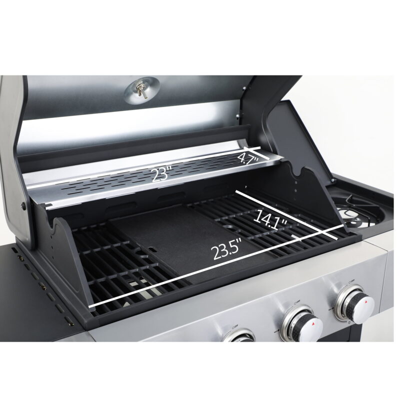 Miniyam 4 Burners BBQ Propane Gas Grill with Side Burner for Outdoor Barbecue, 46790 BTU Output - Image 4