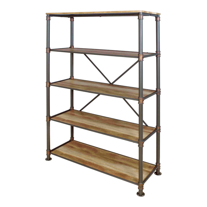 Furniture of America Quinn Metal 4-Shelf Bookcase, Antique Black - Image 3