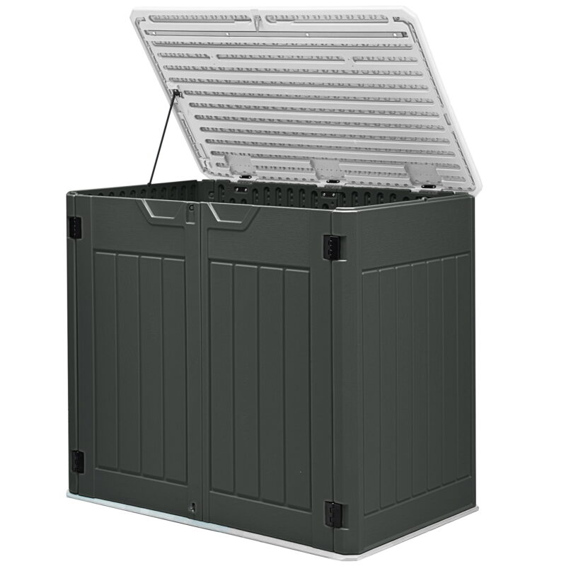 Uforic Outdoor Resin Tool Locker Without Shelf, Lockable Door & Lift-up Roof, 47 Cu Ft, Dark Gray - Image 7