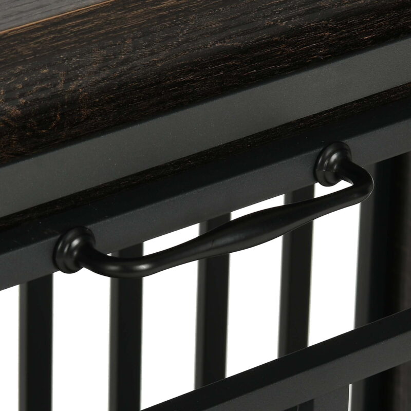 Uforic 71-Inch Farmhouse TV Stand for TVs up to 65",Heavy Duty Dog Crate Furniture with 4 Dog Bowl - Black - Image 3