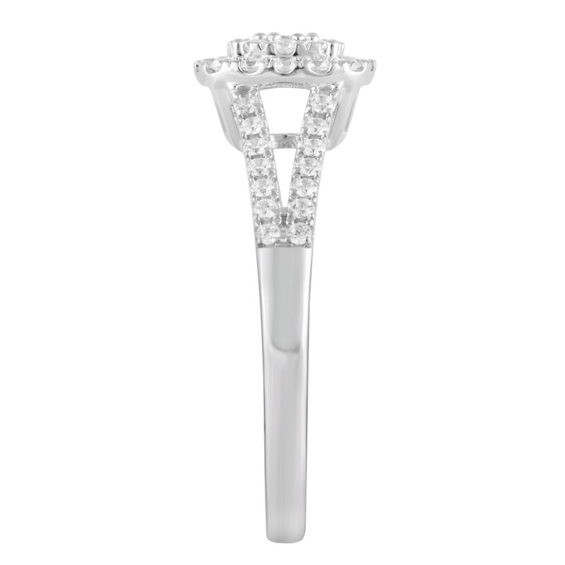 Unique Moments 1/2 Ct Lab-Grown Diamonds Split Shank Halo Engagement Ring in Sterling Silver (J-SI-I1) - Image 4