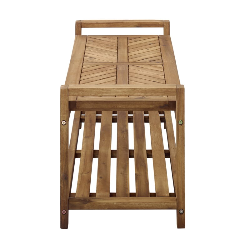 Manor Park Chevron Outdoor Storage Acacia Wood Bench - Brown - Image 4