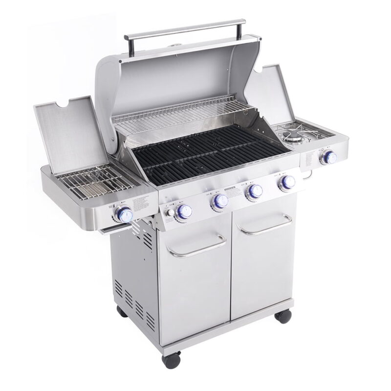 Monument Grills 4-Burner Propane Gas Grill in Stainless with LED Controls, Side and Side Sear Burners - Image 3