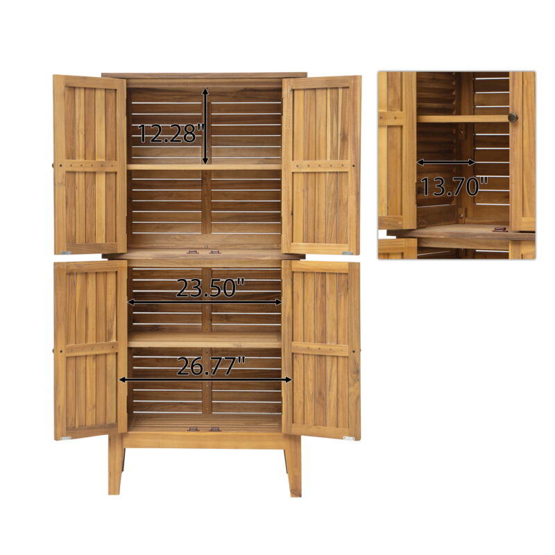 Christopher Knight Home Coastal Outdoor Solid Wood Storage Cabinet, Weather-Resistant, Slatted, Teak - Image 3