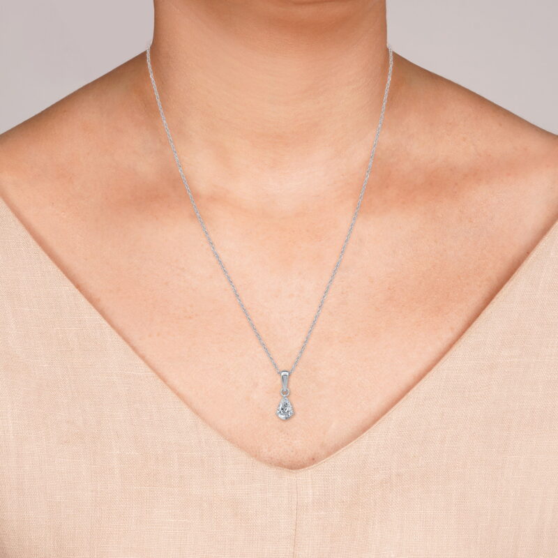 Brilliance Fine Jewelry 3/8 CTTW Lab Grown Diamond Women's Teardrop Solitaire Pendant Necklace in Sterling Silver - Image 2