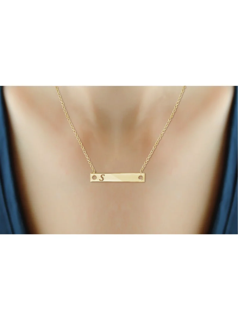 JewelersClub S Initial 14K Gold Over Silver Bar Necklace - Image 2