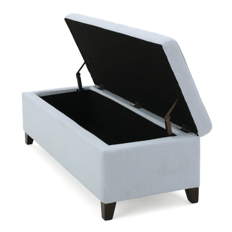 MAYEERTY 50.75" Light Sky Upholstered Ottoman Bench - Multi-functional Storage for Entryway/Bedroom/Living Room - Image 3