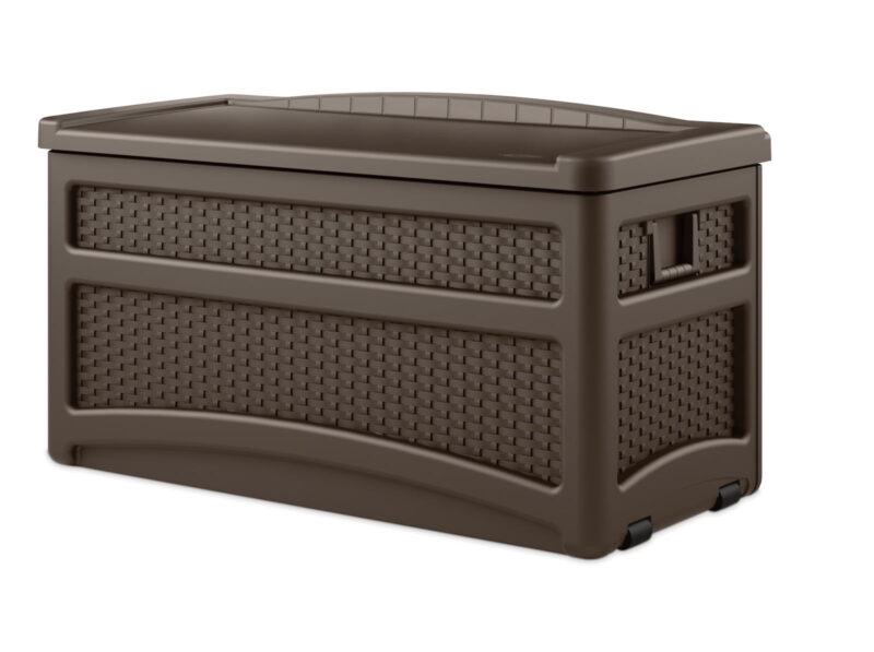 Suncast 73-Gal. Weather-Resistant Resin Outdoor Deck Storage Box and Bench, Java - Image 3